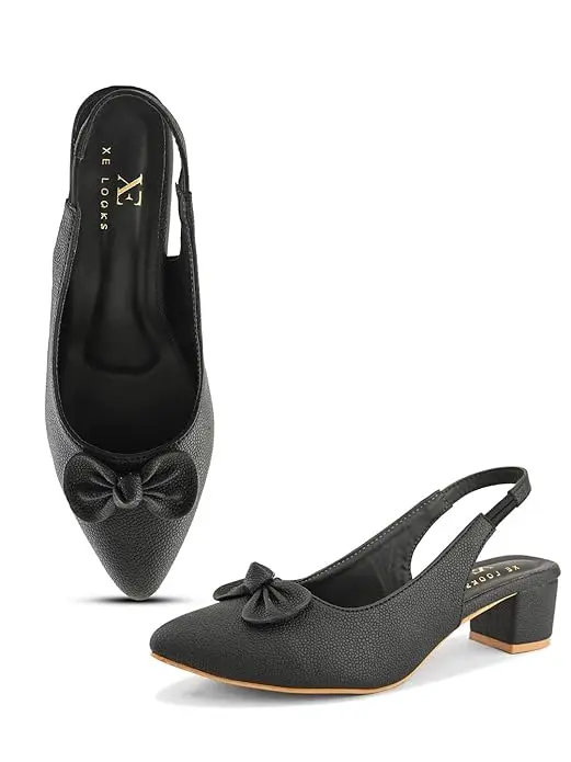 XE Looks Slingback Heels | Pointed-Toe Design | Comfortable Cushioned Footbed Heels For Girl & Women