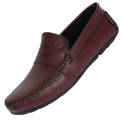 VELVORY Luxury Burgundy Penny Men's Genuine Leather Loafers
