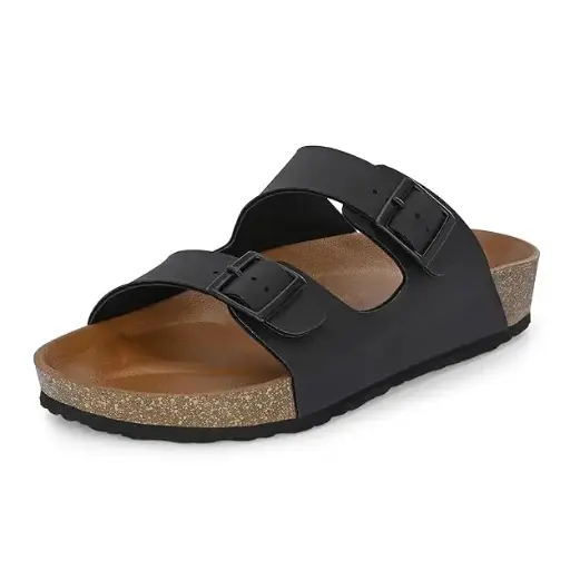 Centrino Men's Cushion Stylish Slippers|Leather slippers/chappal|birkenstock men footwear|Men's Casual Slipper for Daily use|Soft solethread slippers|Waterproof & Everyday Flip Flops for Gents (7313)